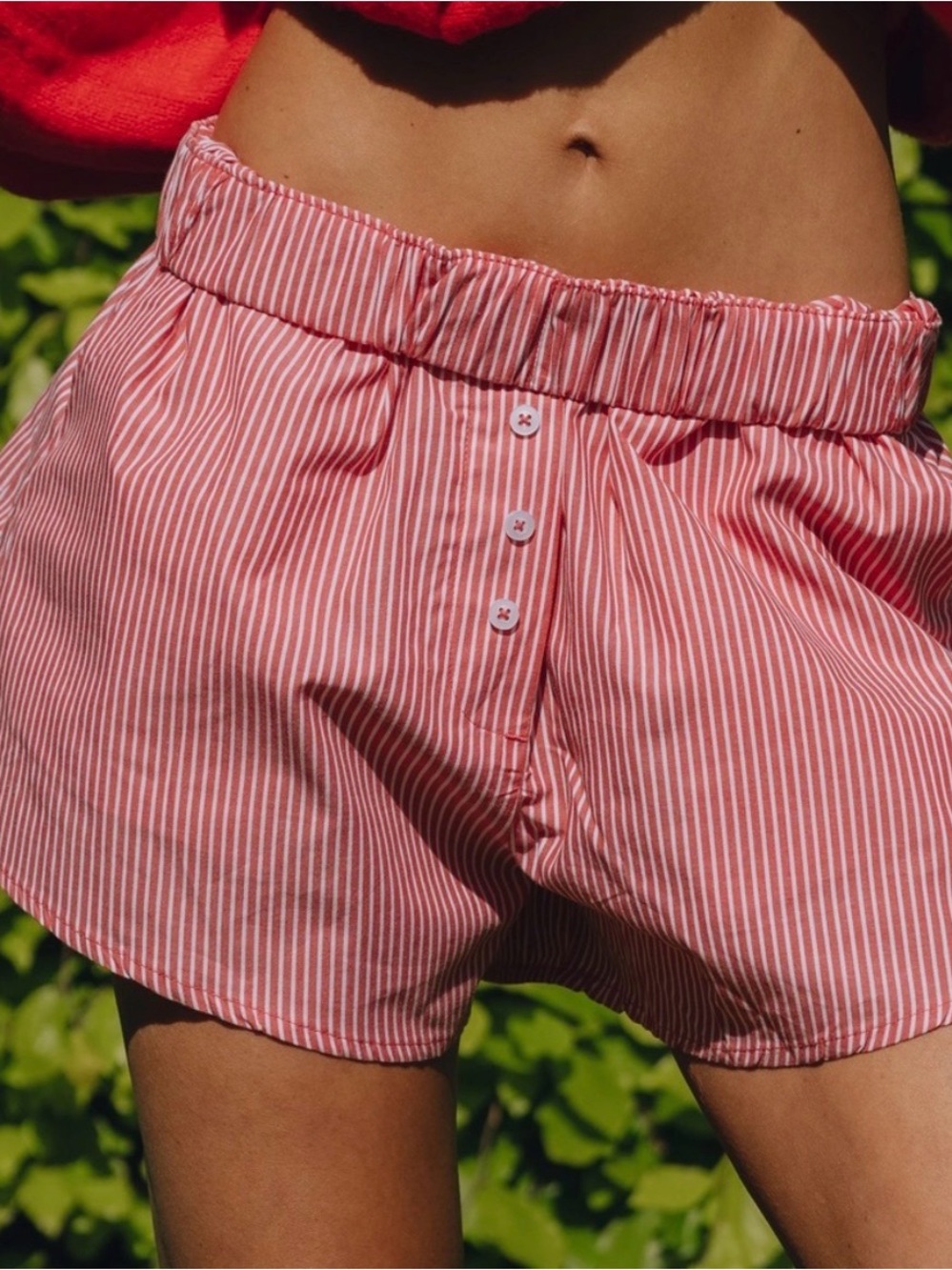 Daily Drills Red and White Striped Women's Shorts